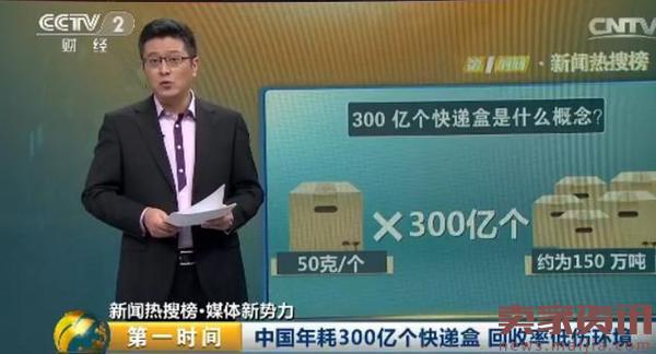 中国快递垃圾惊人:年耗300亿个快递盒