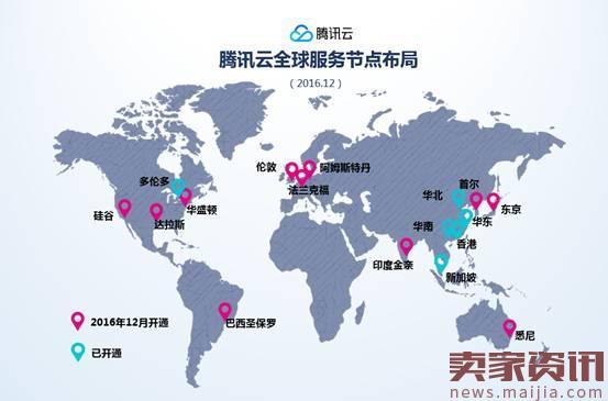 腾讯云再开11个海外节点,服务覆盖6大洲